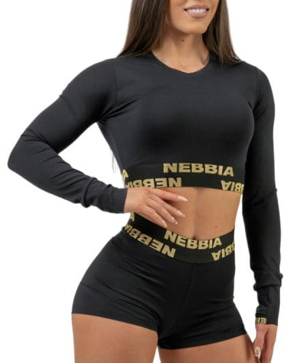 Μακρυμάνικη μπλούζα NEBBIA Women s Long Sleeve Crop Top INTENSE Perform Gold