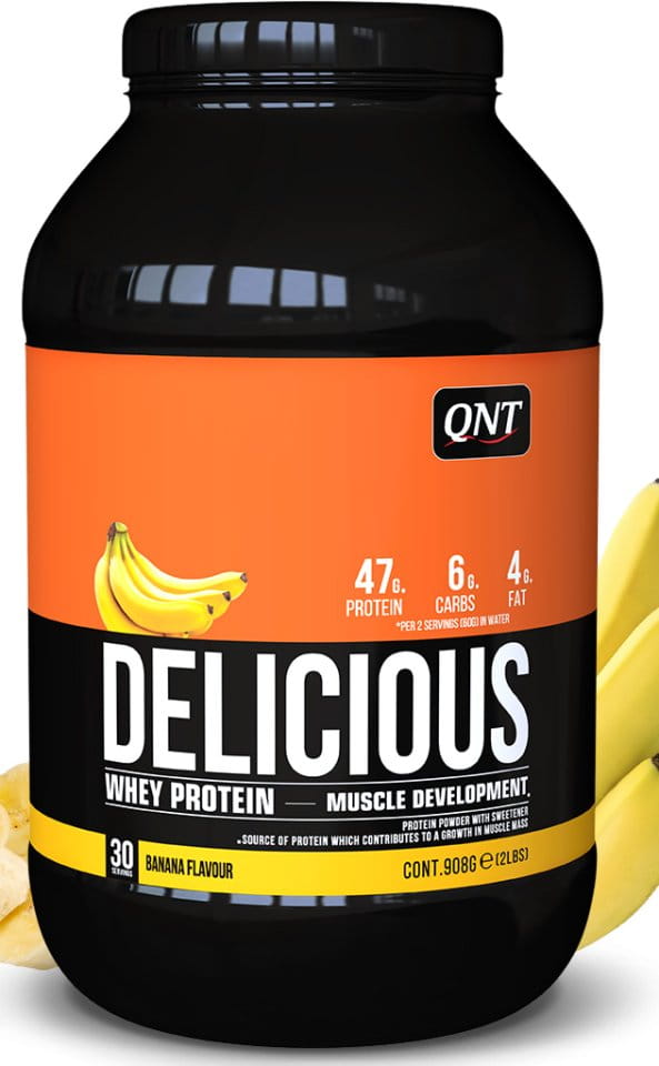 Σκόνες πρωτεΐνης QNT Delicious Whey Protein banana - 908 g